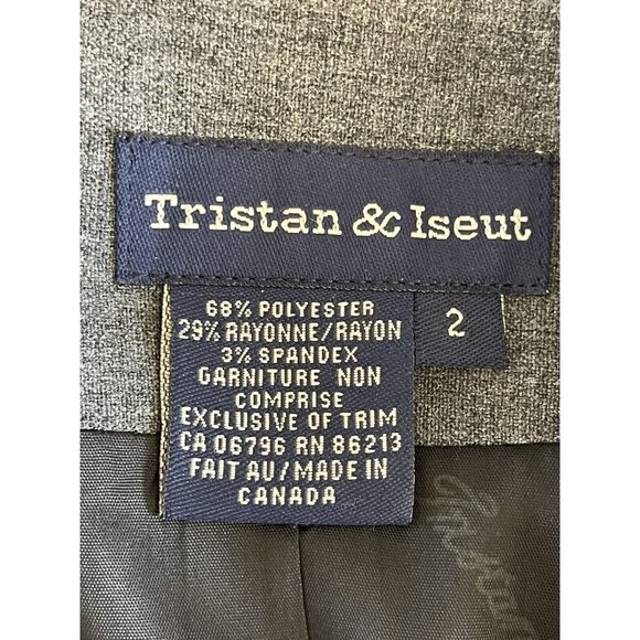 Tristan & Iseut Gray Long Length Embroidered Blazer Jacket‎ Lined Gray Button 2 - Picture 3 of 9